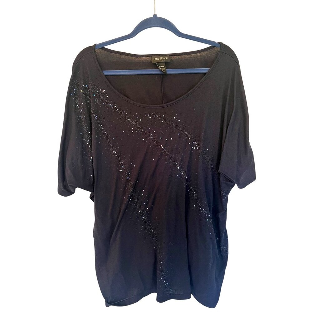 Lane Bryant Navy Blue Short Sleeve Sequin Embellished Blouse 22/24